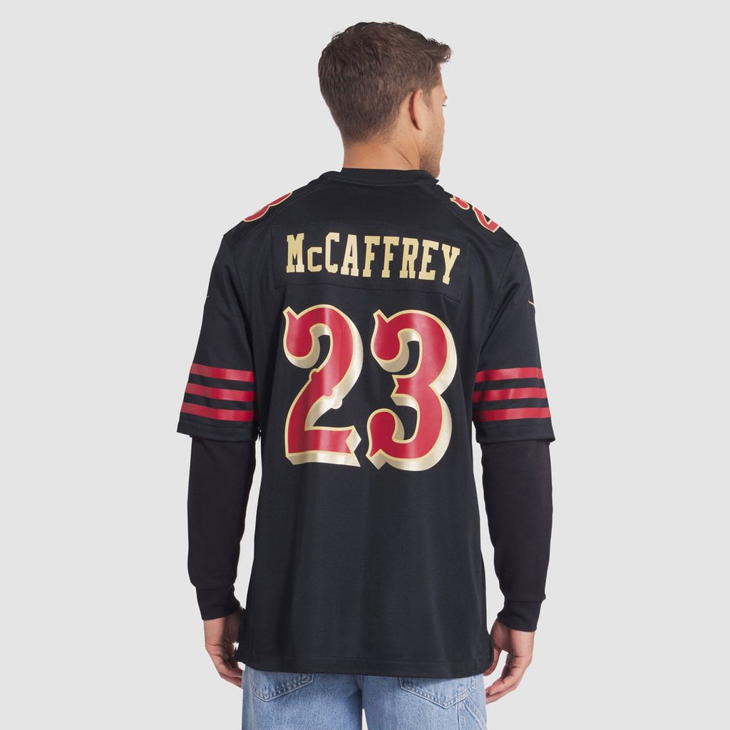 Men's Nike San Francisco 49ers Christian McCaffrey Black 2025 Rivalries Collection Game NFL Jersey