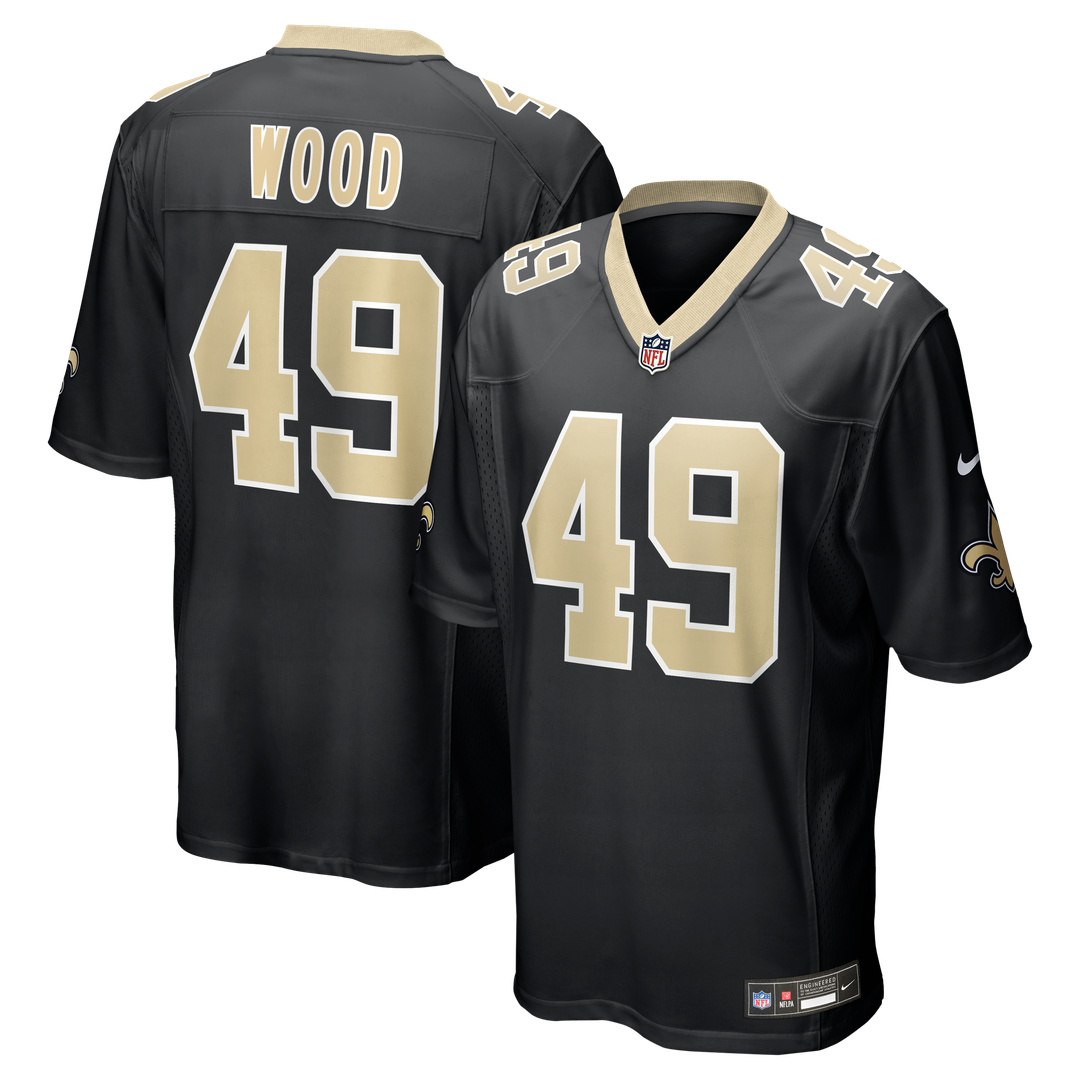 Men's Nike New Orleans Saints Zach Wood Black Game NFL Jersey