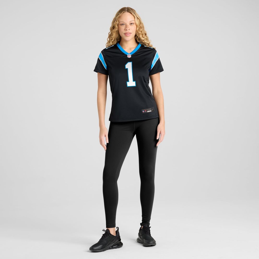 Women's Nike Carolina Panthers Number 1 Bride Black Game NFL Jersey