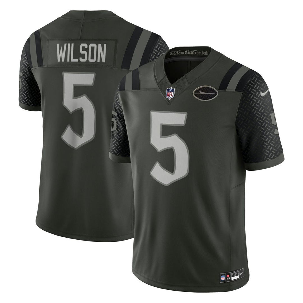Men's Nike New York Jets Garrett Wilson Gotham Green 2025 Rivalries Collection Stitched Limited NFL Jersey