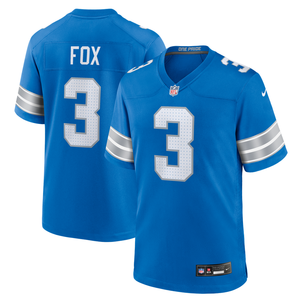 Men's Nike Detroit Lions Jack Fox Blue Team Game NFL Jersey