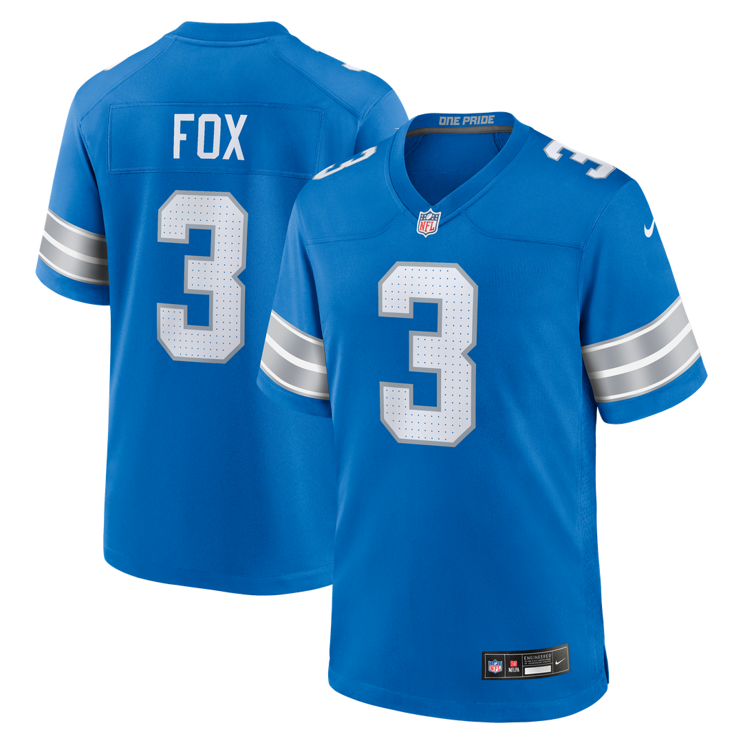 Men's Nike Detroit Lions Jack Fox Blue Team Game NFL Jersey