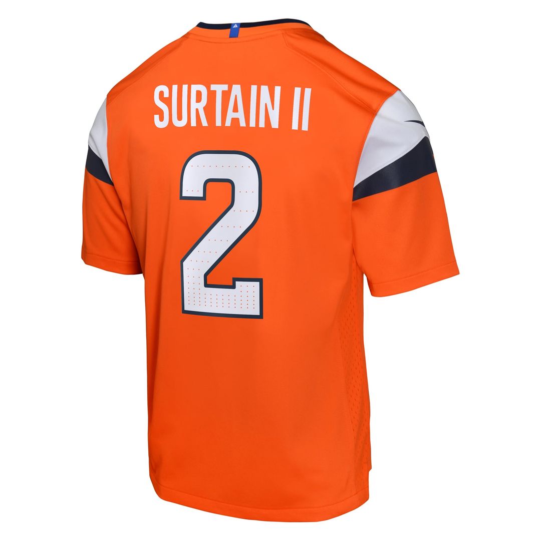 Youth Nike Denver Broncos Patrick Surtain II Orange Game NFL Jersey