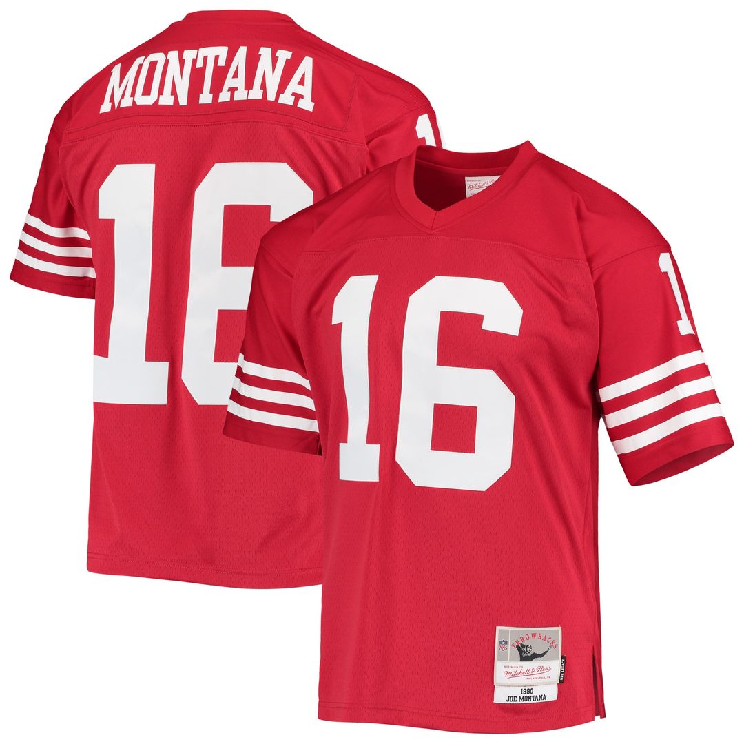 Men's Mitchell & Ness San Francisco 49ers Joe Montana Scarlet Legacy Replica NFL Jersey