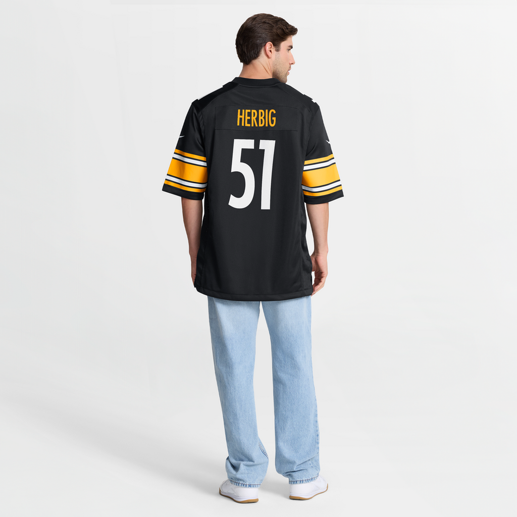 Men's Nike Pittsburgh Steelers Nick Herbig Black Game NFL Jersey
