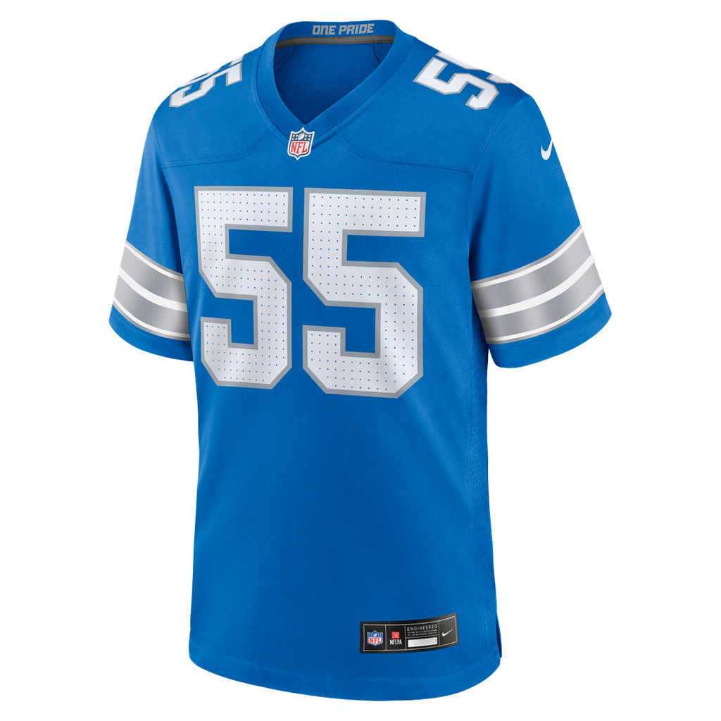Men's Nike Detroit Lions Derrick Barnes Blue Team Game NFL Jersey
