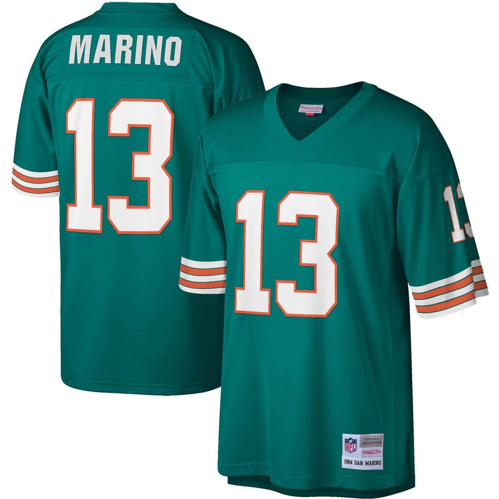 Men's Mitchell & Ness Miami Dolphins Dan Marino Aqua Legacy Replica NFL Jersey