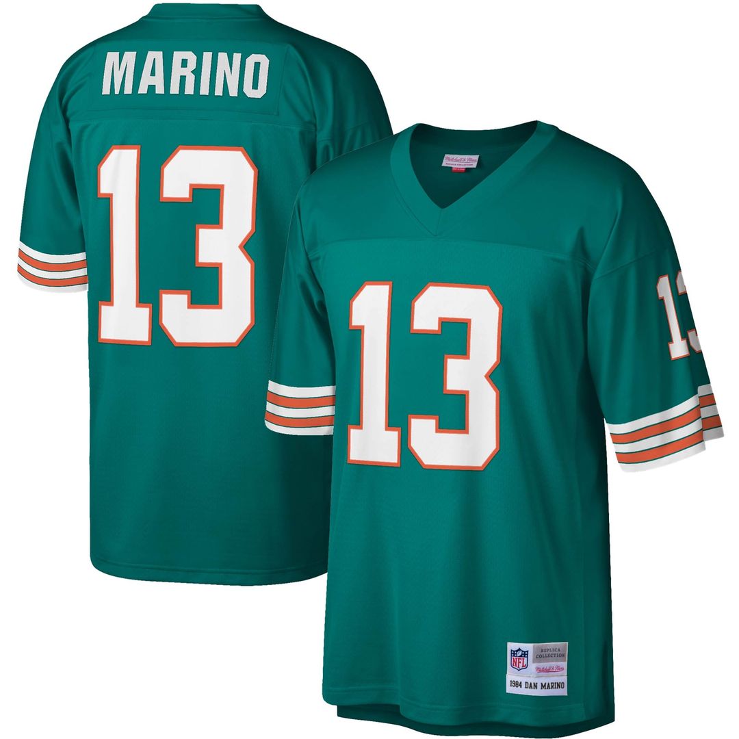 Men's Mitchell & Ness Miami Dolphins Dan Marino Aqua Legacy Replica NFL Jersey