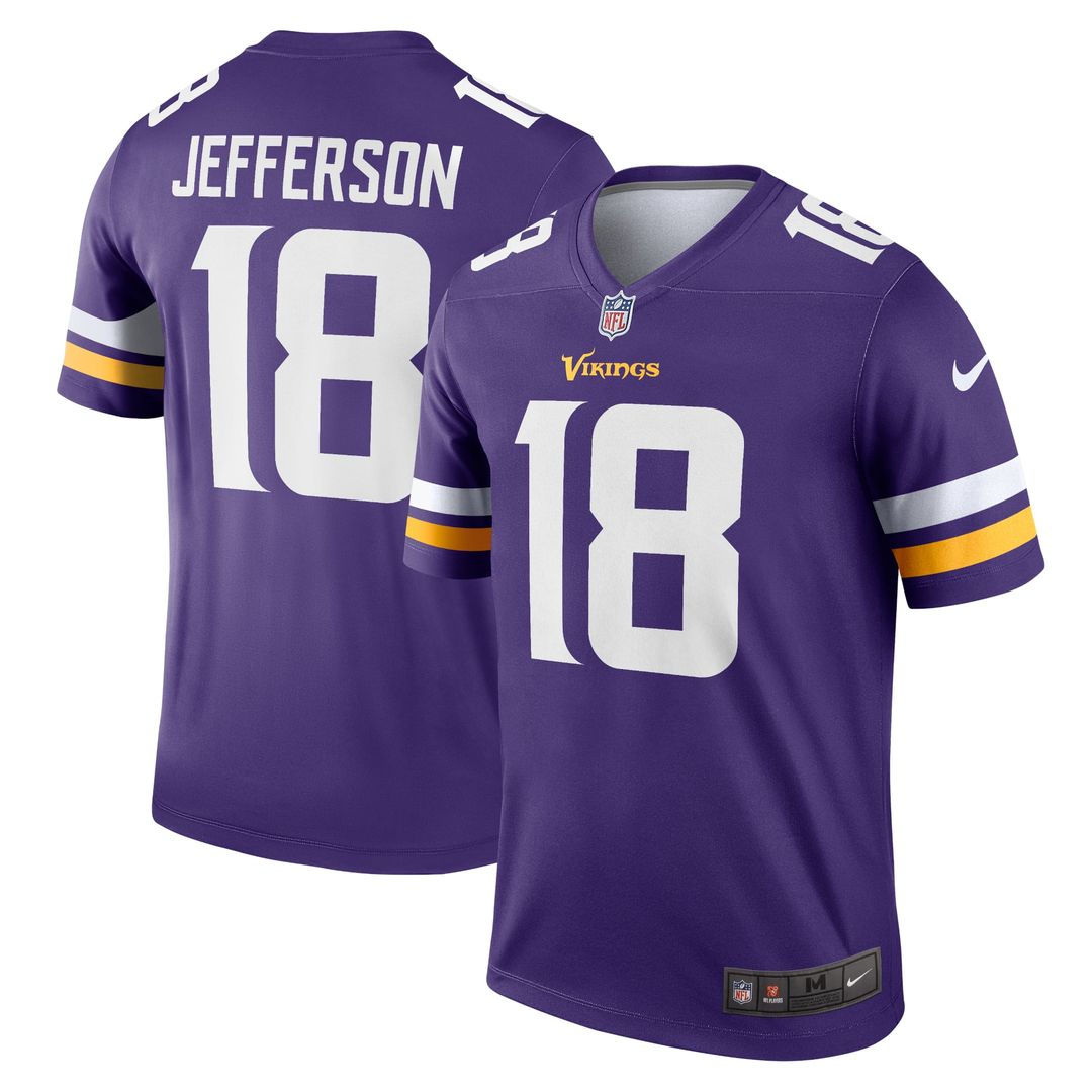 Men's Nike Minnesota Vikings Justin Jefferson Purple Legend Player NFL Performance Top
