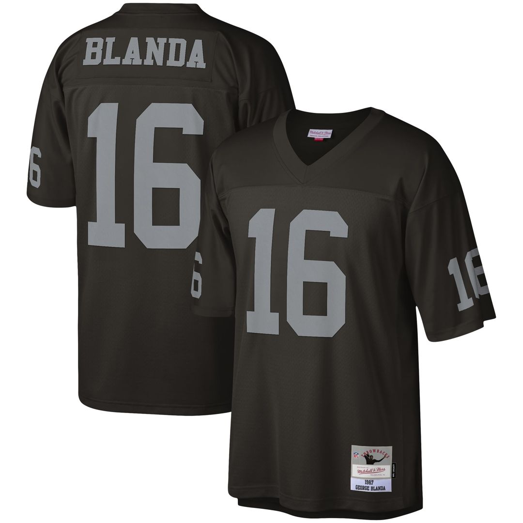 Men's Mitchell & Ness Las Vegas Raiders George Blanda Black Legacy Replica NFL Jersey