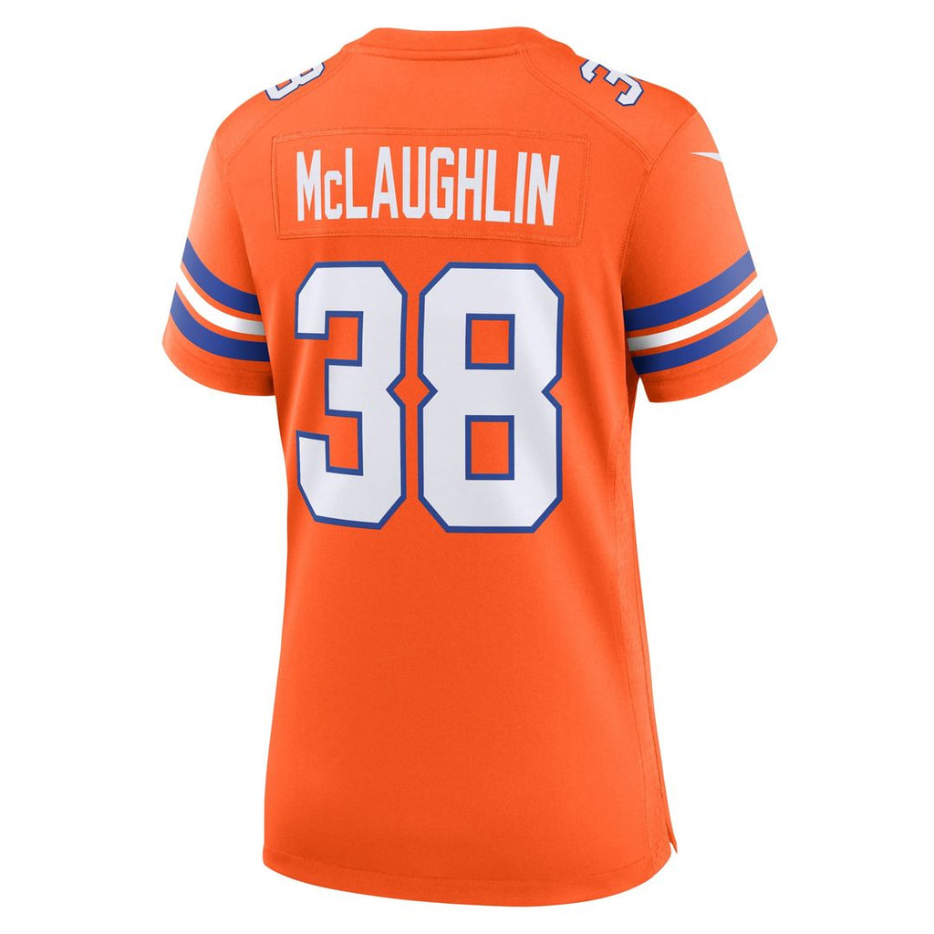 Women's Nike Denver Broncos Jaleel McLaughlin Orange Mile High Collection 1977 Throwback Player Game NFL Jersey