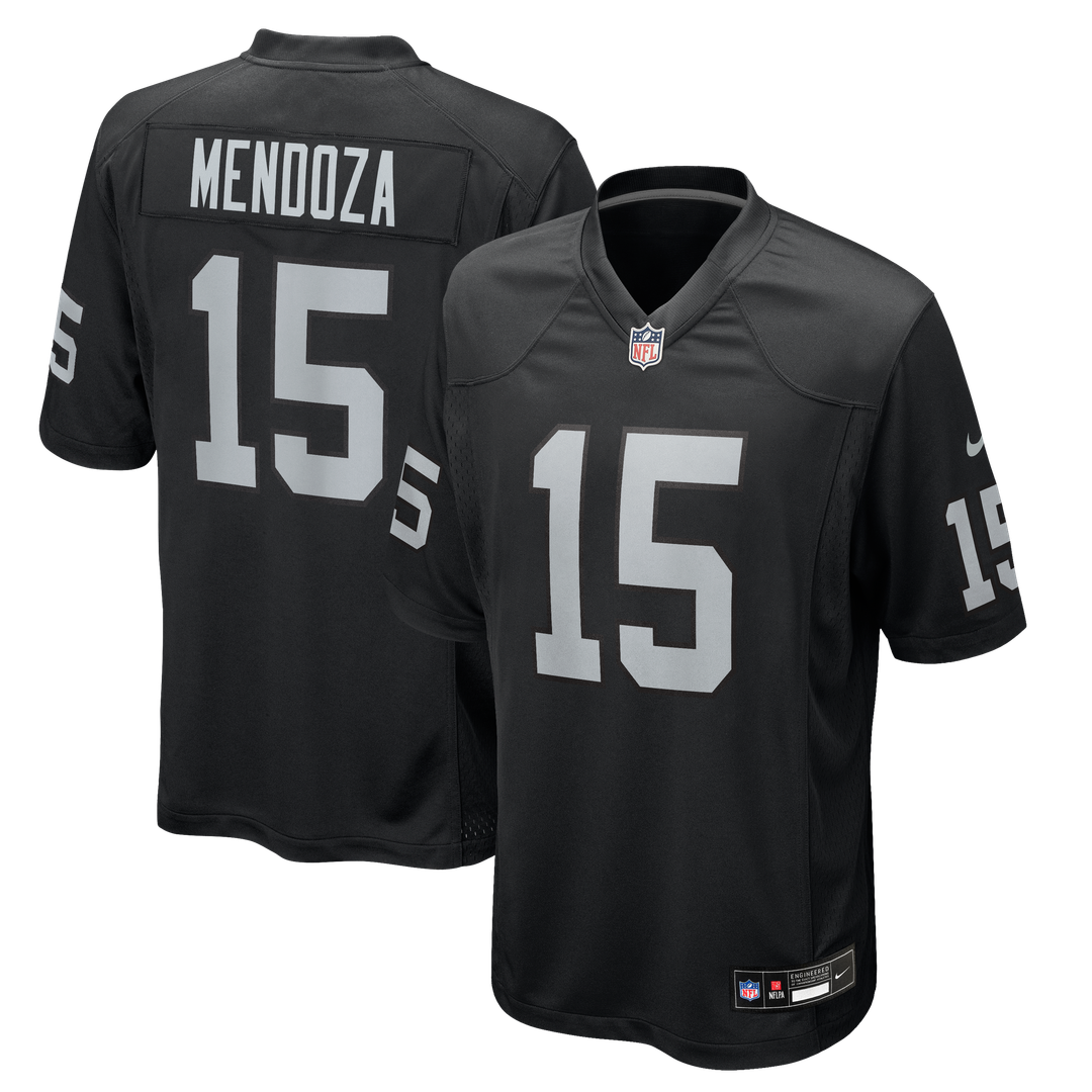 Men's Nike Las Vegas Raiders Fernando Mendoza Black 2026 NFL Draft First Round Pick No. 1 Team Game NFL Jersey