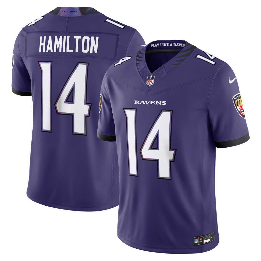 Men's Nike Baltimore Ravens Kyle Hamilton Purple Vapor F.U.S.E. Stitched Limited NFL Jersey