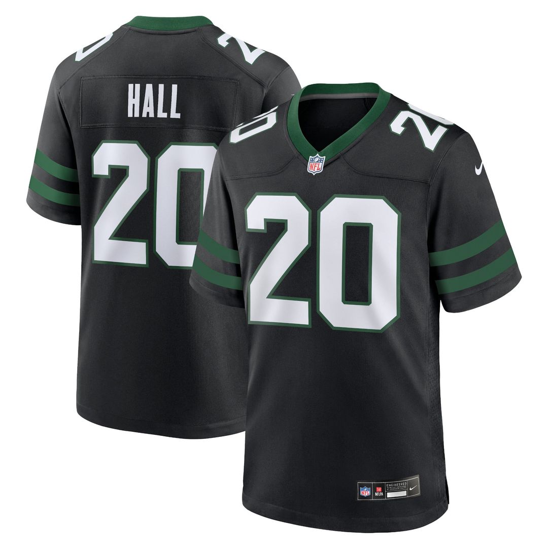 Men's Nike New York Jets Breece Hall Legacy Green Game NFL Jersey