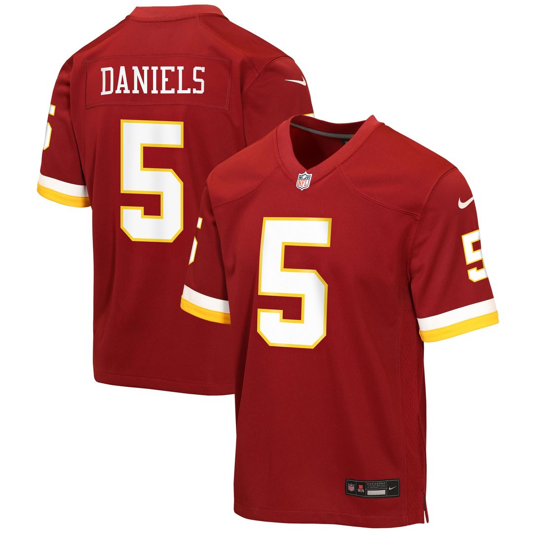Youth Nike Washington Commanders Jayden Daniels Black Hail Raiser Alternate Game NFL Jersey