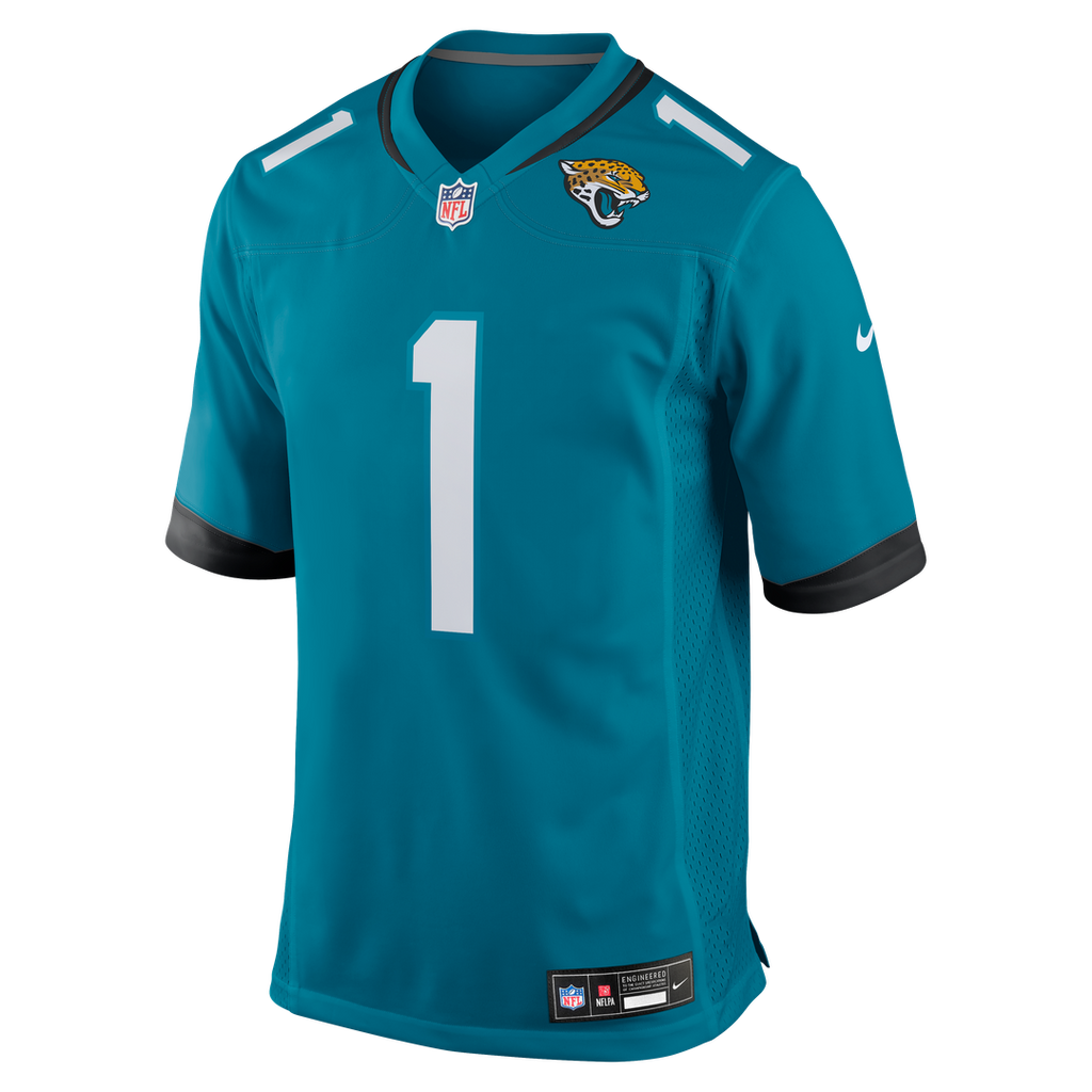 Men's Nike Jacksonville Jaguars Number 1 Groom Teal Game NFL Jersey