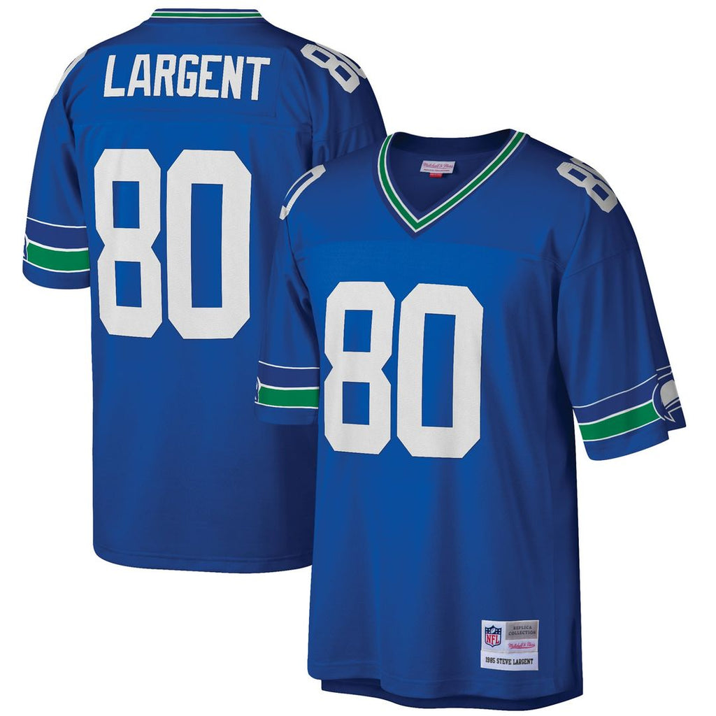 Men's Big & Tall Mitchell & Ness Seattle Seahawks Steve Largent Royal 1985 Retired Player Replica NFL Jersey