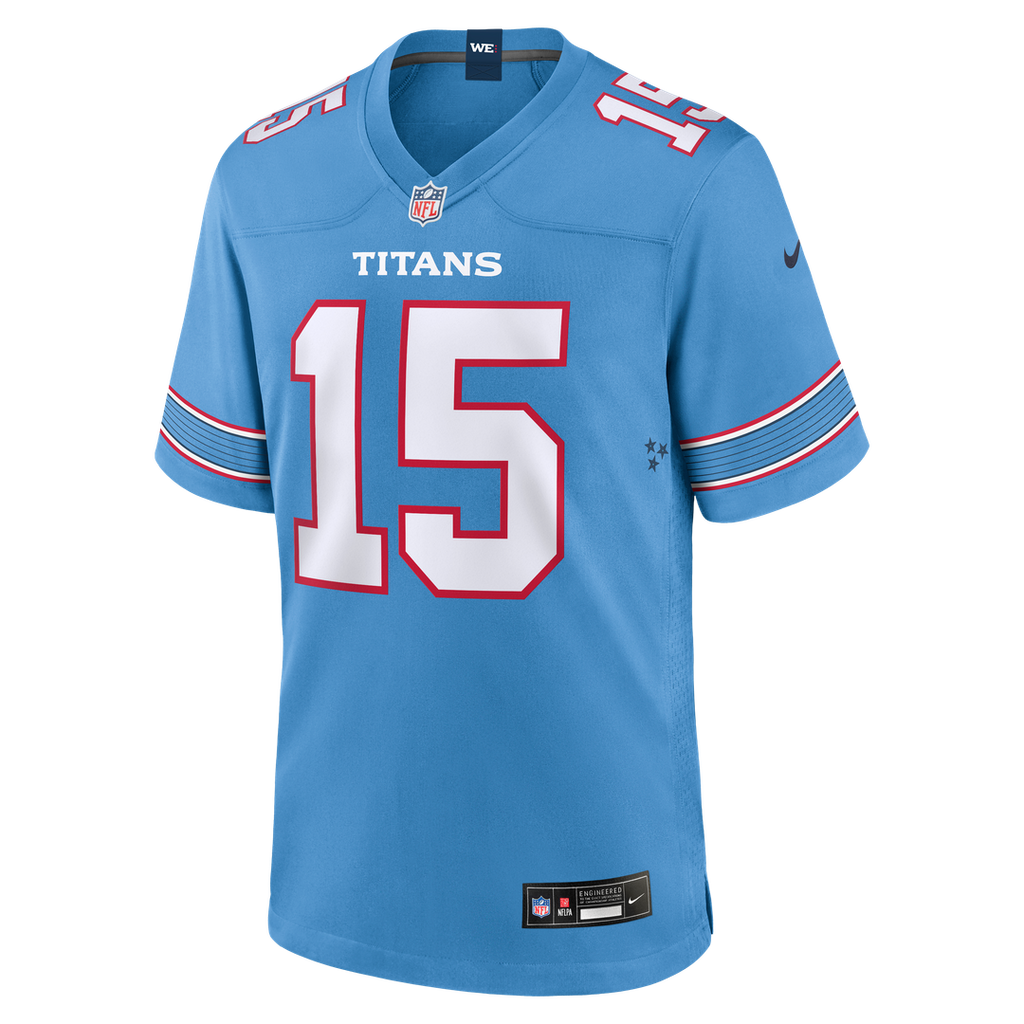 Men's Nike Tennessee Titans Keldric Faulk Light Blue 2026 NFL Draft First Round Pick No.31 Game NFL Jersey