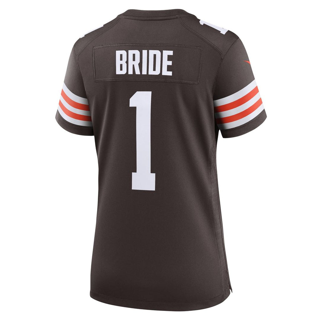 Women's Nike Cleveland Browns Number 1 Bride Brown Game NFL Jersey