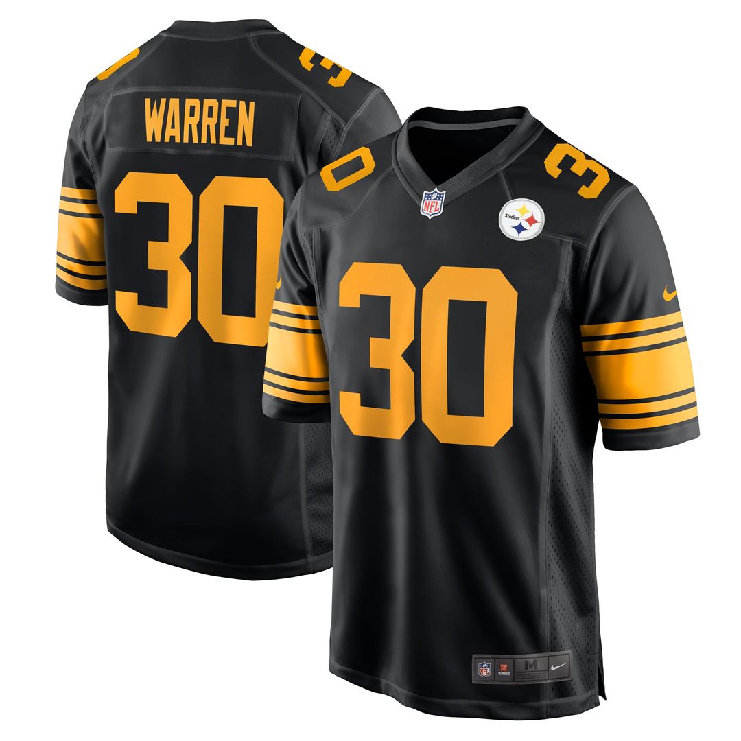 Men's Nike Pittsburgh Steelers Jaylen Warren Black Alternate Game NFL Jersey