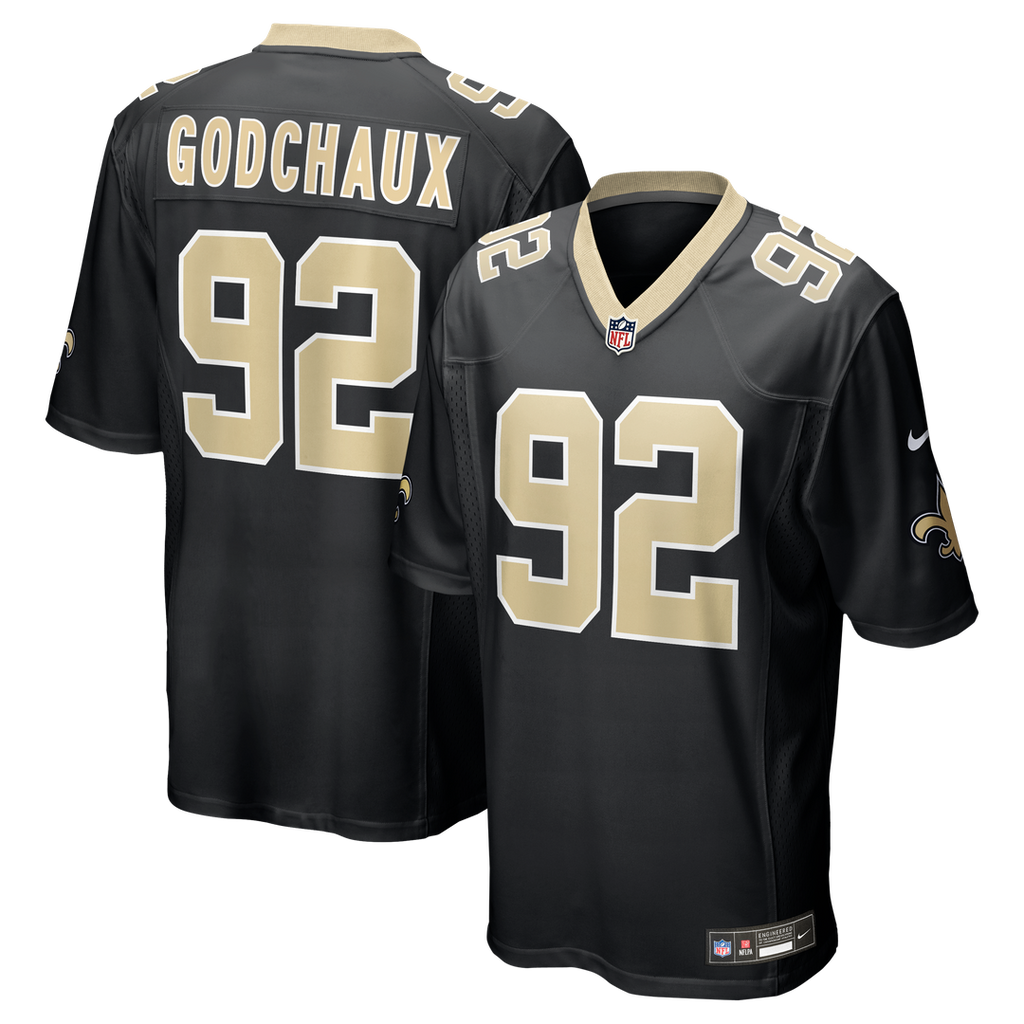 Men's Nike New Orleans Saints Davon Godchaux Black Team Game NFL Jersey