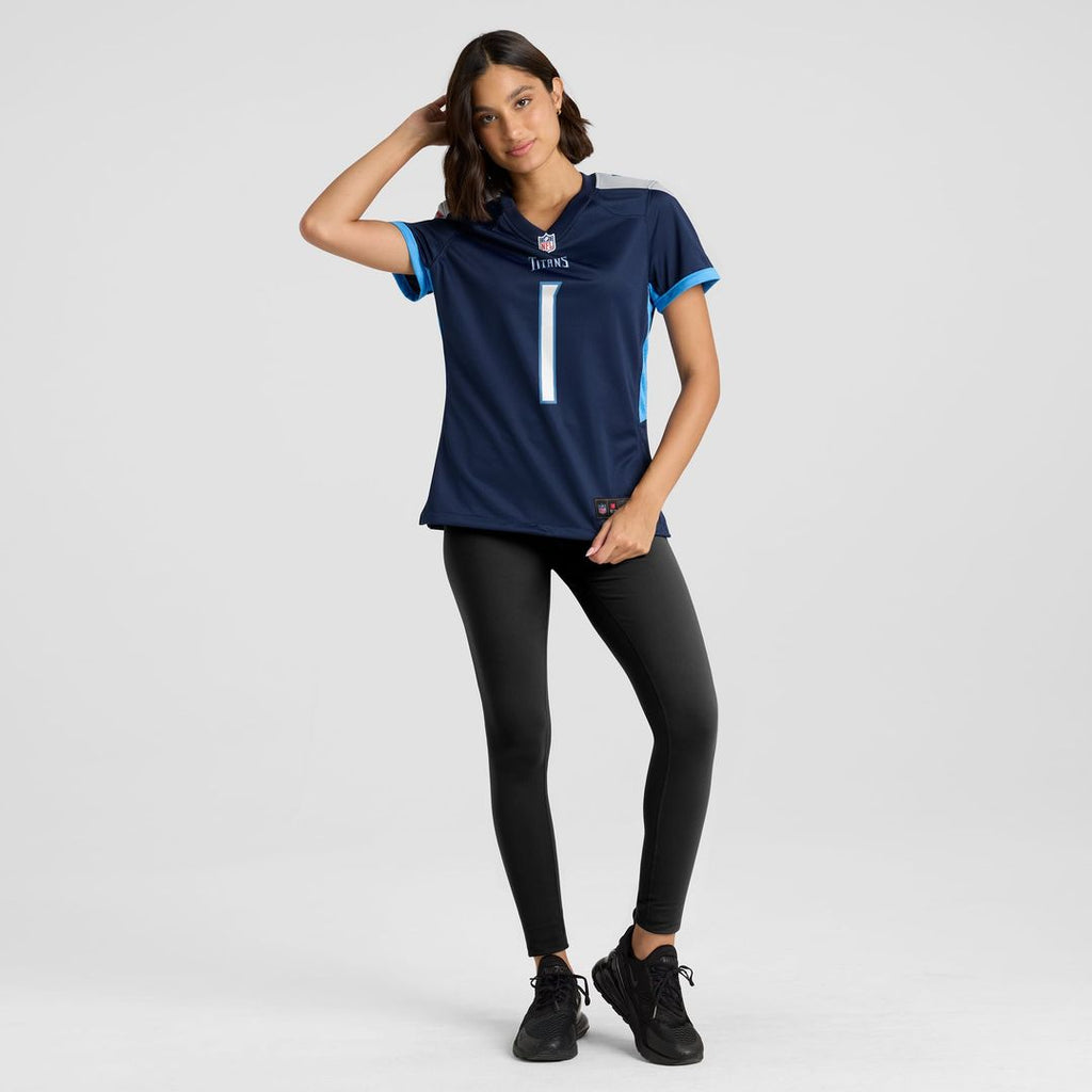 Women's Nike Tennessee Titans Number 1 Bride Navy Game NFL Jersey