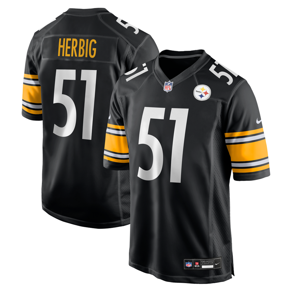 Men's Nike Pittsburgh Steelers Nick Herbig Black Game NFL Jersey