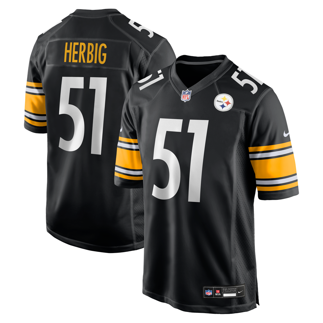 Men's Nike Pittsburgh Steelers Nick Herbig Black Game NFL Jersey