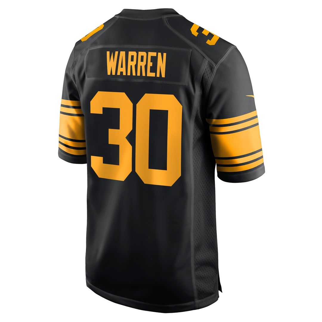 Men's Nike Pittsburgh Steelers Jaylen Warren Black Alternate Game NFL Jersey