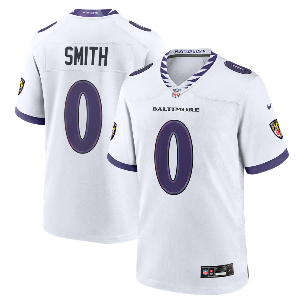 Men's Nike Baltimore Ravens Roquan Smith White Game NFL Jersey