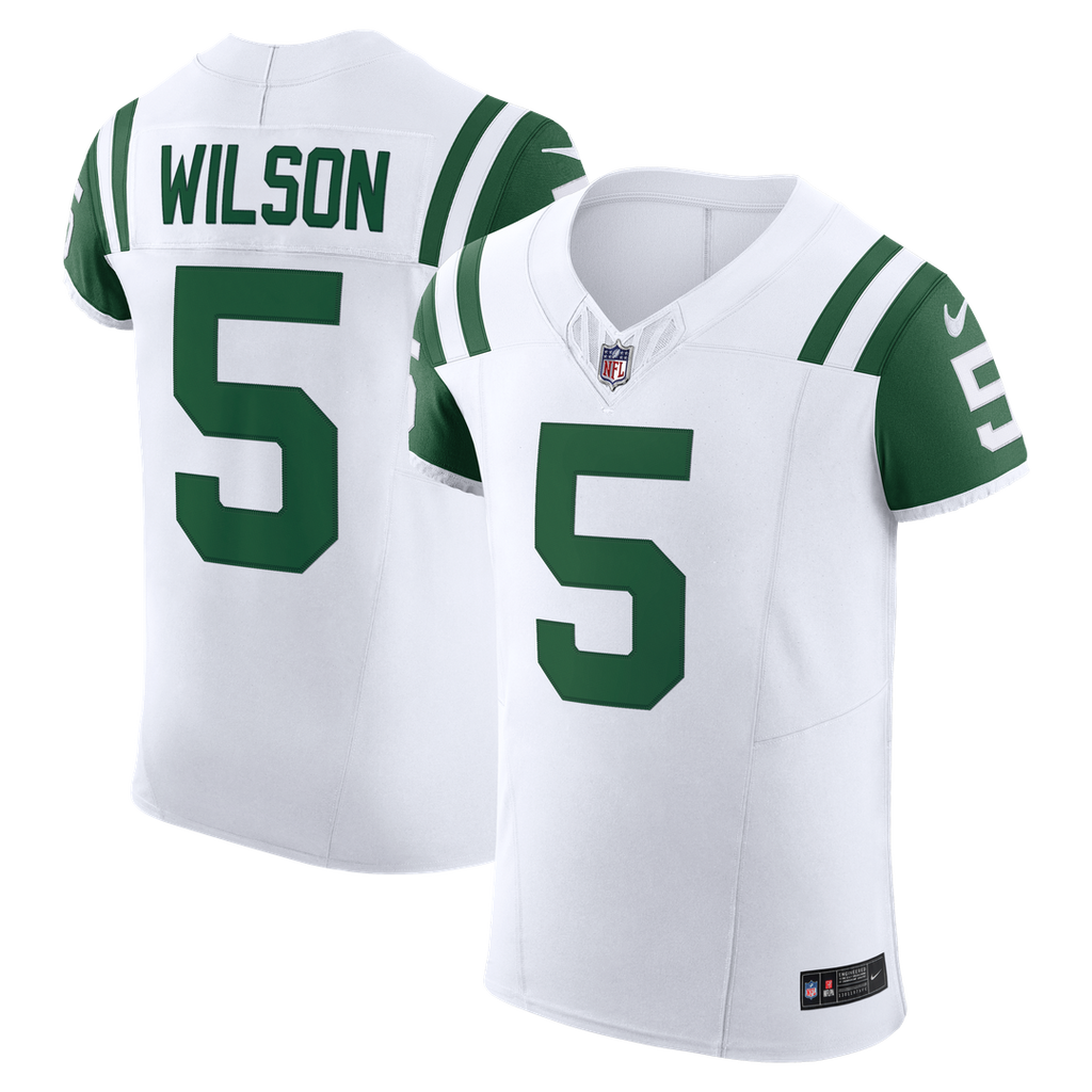 Men's Nike New York Jets Garrett Wilson White Classic Alternate Vapor F.U.S.E. Elite NFL Jersey