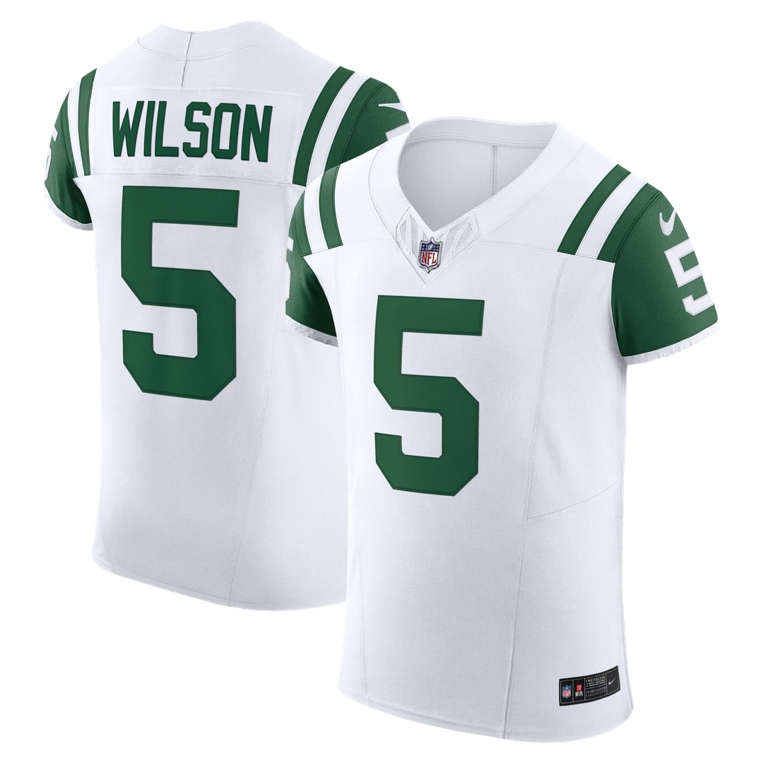 Men's Nike New York Jets Garrett Wilson White Classic Alternate Vapor F.U.S.E. Elite NFL Jersey