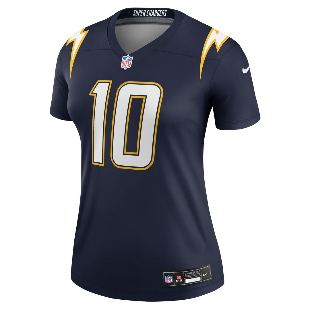 Women's Nike Los Angeles Chargers Justin Herbert Navy Alternate Super Chargers Legend Player NFL Performance Top