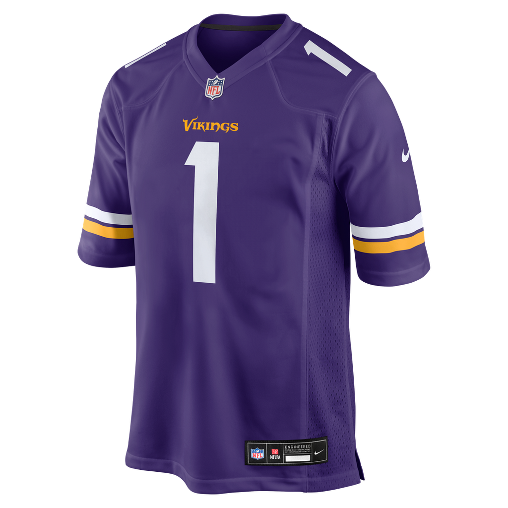 Men's Nike Minnesota Vikings Number 1 Dad Purple Game NFL Jersey