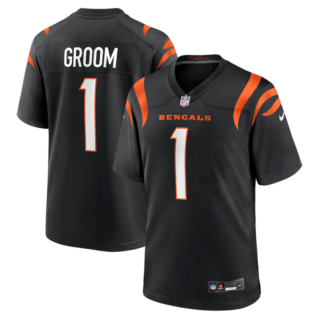 Men's Nike Cincinnati Bengals Number 1 Groom Black Game NFL Jersey