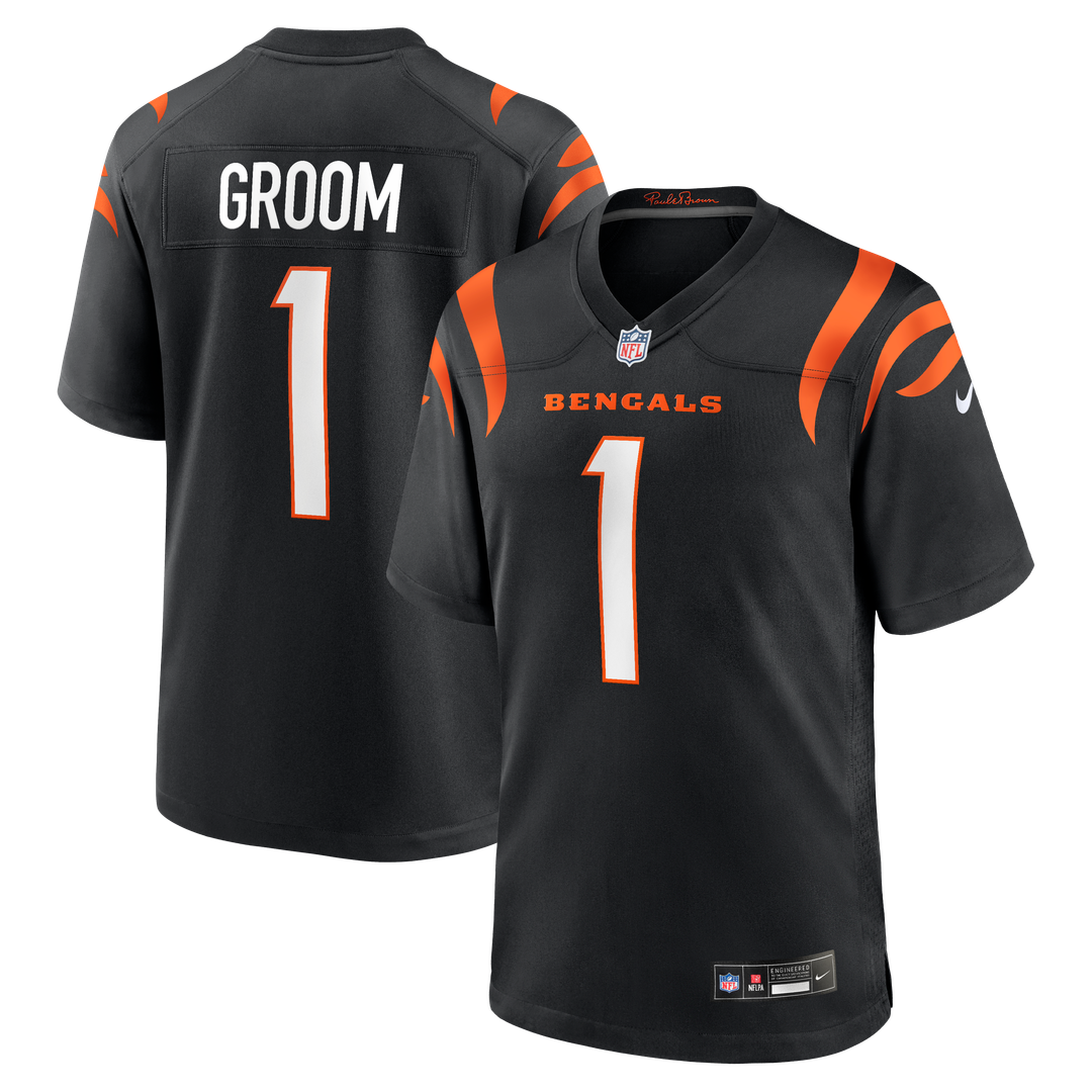 Men's Nike Cincinnati Bengals Number 1 Groom Black Game NFL Jersey