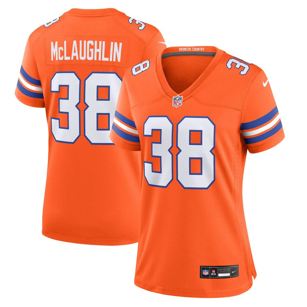 Women's Nike Denver Broncos Jaleel McLaughlin Orange Mile High Collection 1977 Throwback Player Game NFL Jersey
