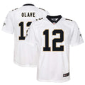 Youth Nike New Orleans Saints Chris Olave White Game NFL Jersey
