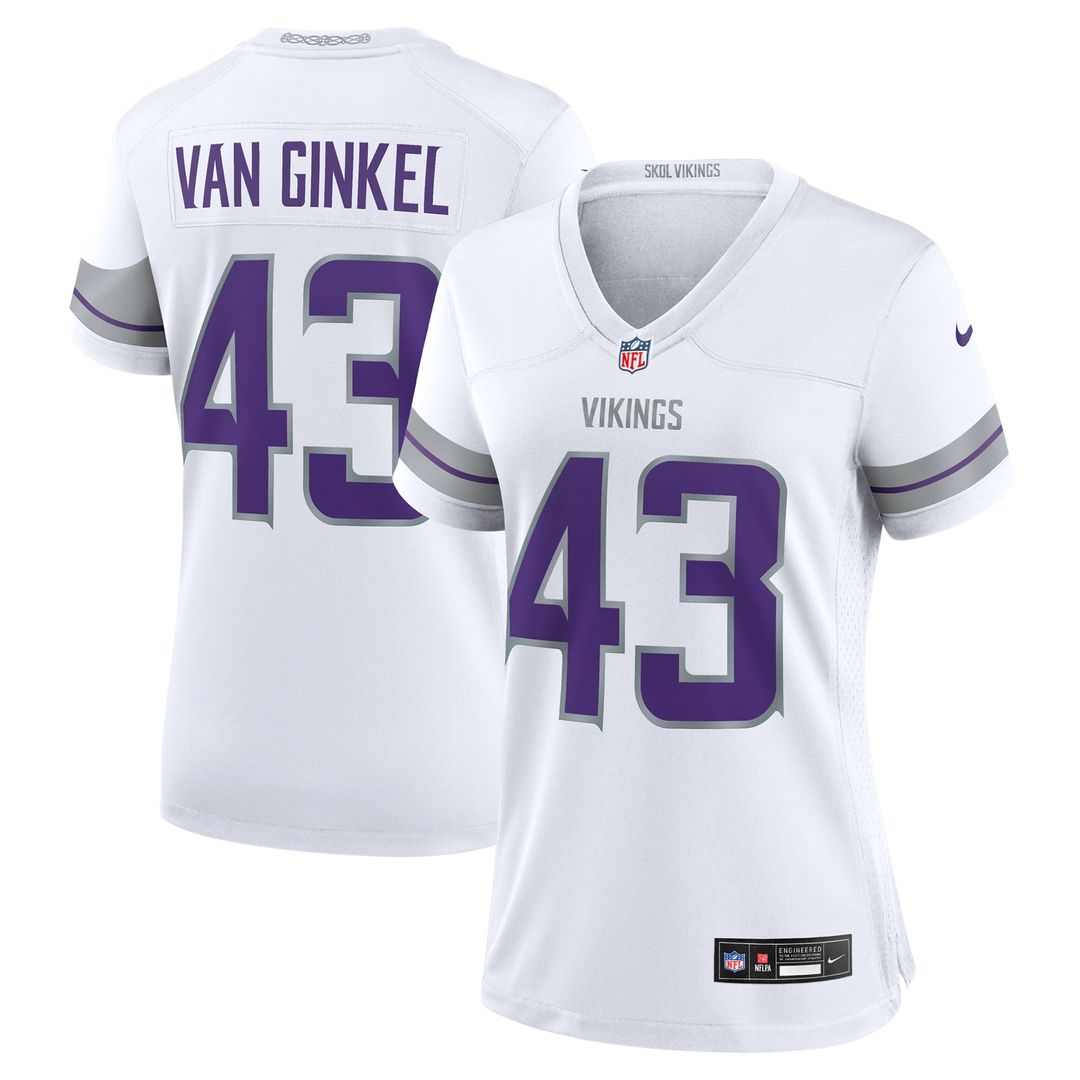 Women's Nike Minnesota Vikings Andrew Van Ginkel White Alternate Game NFL Jersey