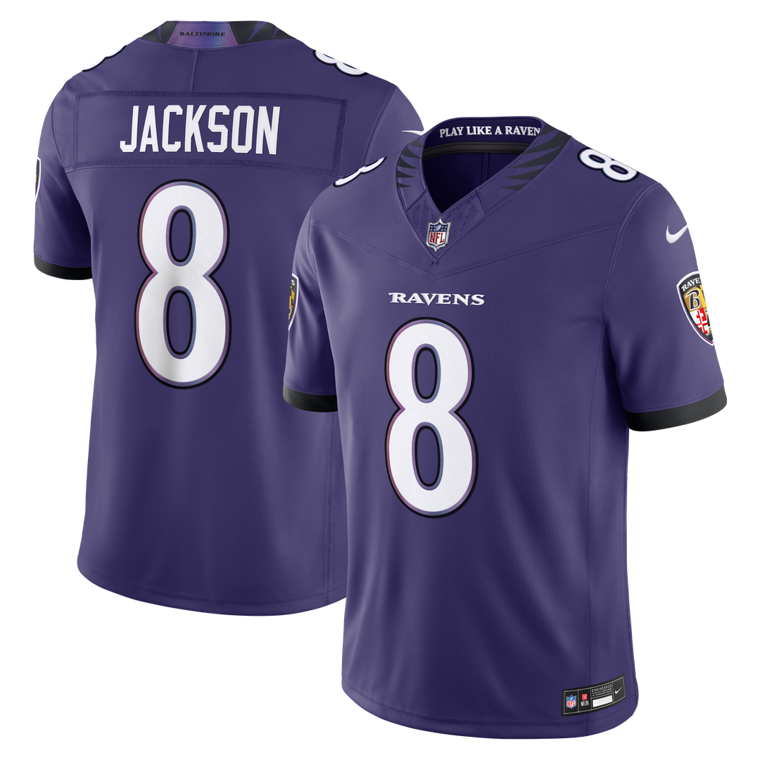 Men's Nike Baltimore Ravens Lamar Jackson Purple Vapor F.U.S.E. Stitched Limited NFL Jersey