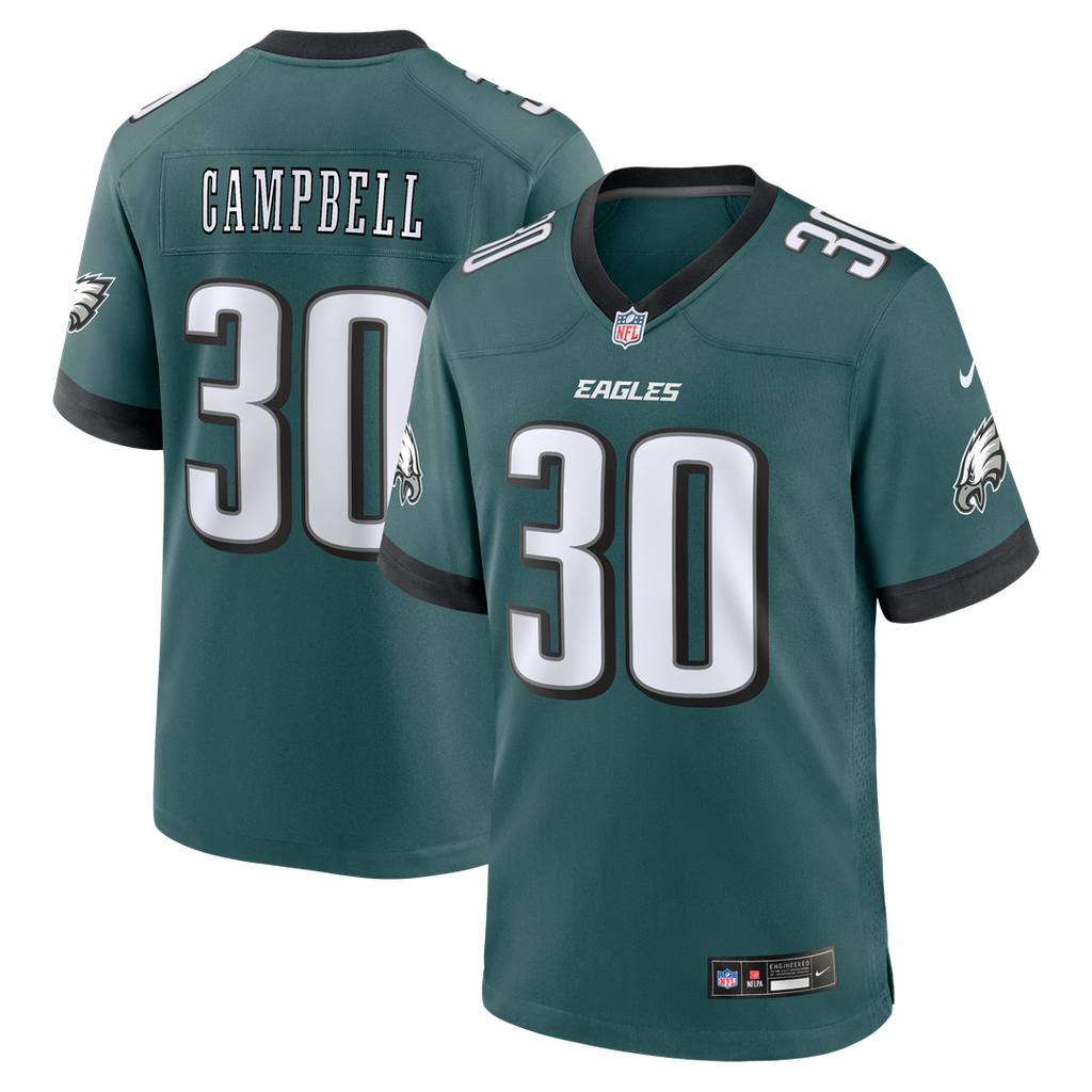 Men's Nike Philadelphia Eagles Jihaad Campbell Green Game Player NFL Jersey