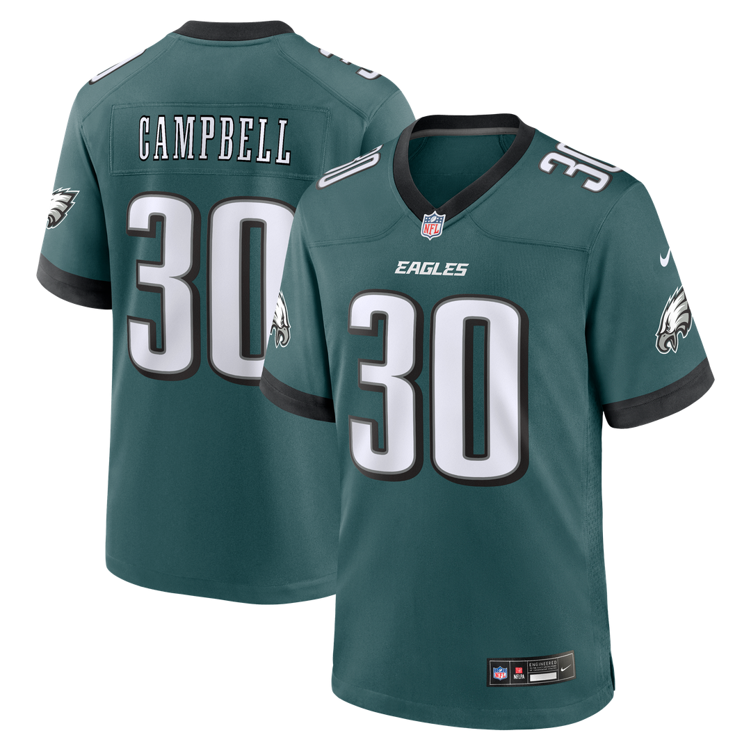 Men's Nike Philadelphia Eagles Jihaad Campbell Green Game Player NFL Jersey