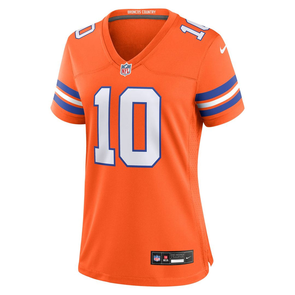 Women's Nike Denver Broncos Bo Nix Orange Mile High Collection 1977 Throwback Player Game NFL Jersey