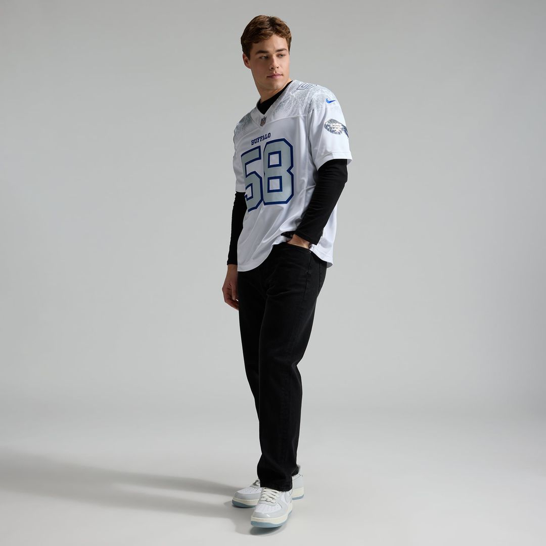 Men's Nike Buffalo Bills Matt Milano White 2025 Rivalries Collection Stitched Limited NFL Jersey