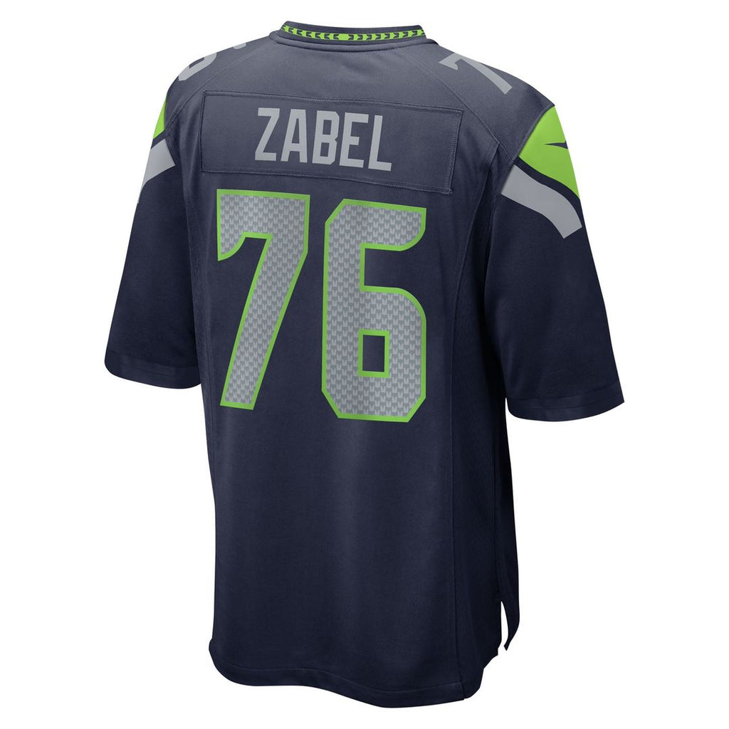 Men's Nike Seattle Seahawks Grey Zabel Navy Team Game NFL Jersey