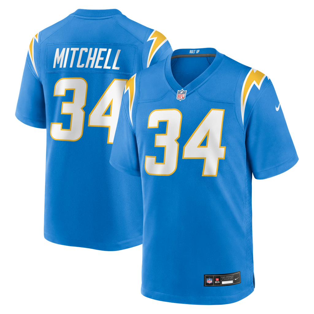 Men's Nike Los Angeles Chargers Keaton Mitchell Powder Blue Team Game NFL Jersey