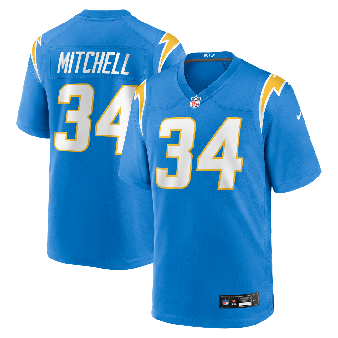 Men's Nike Los Angeles Chargers Keaton Mitchell Powder Blue Team Game NFL Jersey