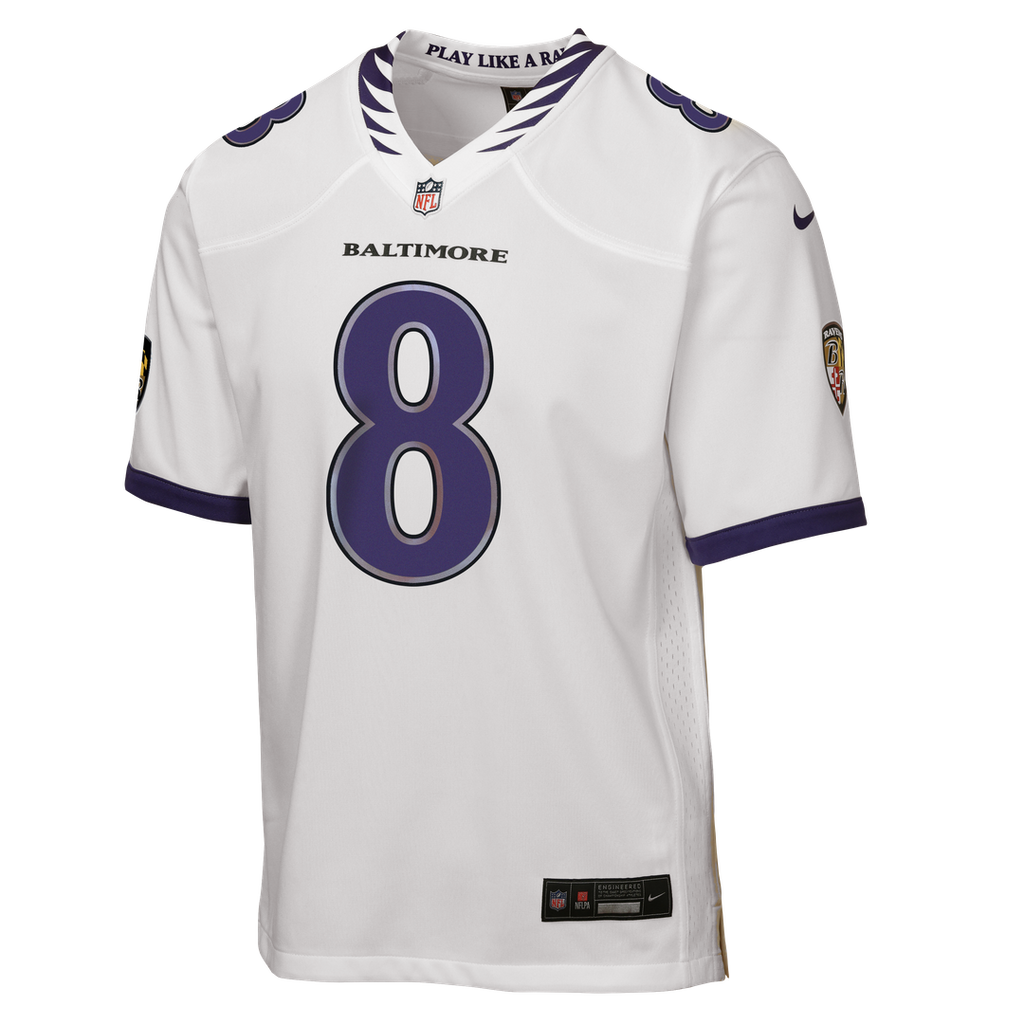 Youth Nike Baltimore Ravens Lamar Jackson White Game NFL Jersey