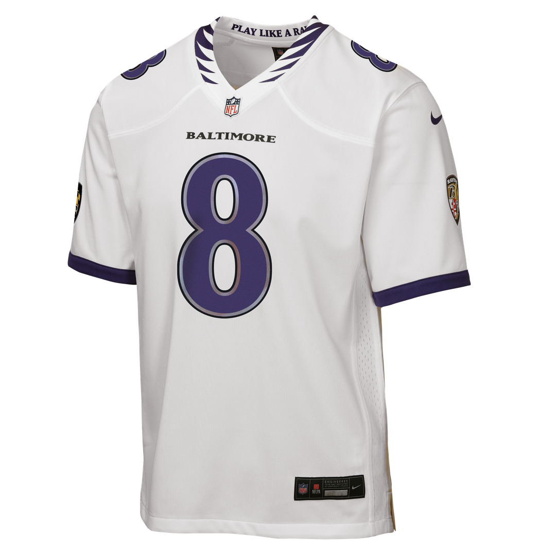 Youth Nike Baltimore Ravens Lamar Jackson White Game NFL Jersey