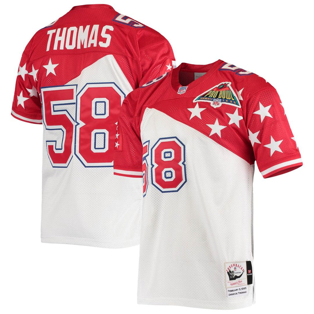 Men's Mitchell & Ness Kansas City Chiefs White/Red Derrick Thomas AFC 1995 Pro Bowl Authentic NFL Jersey